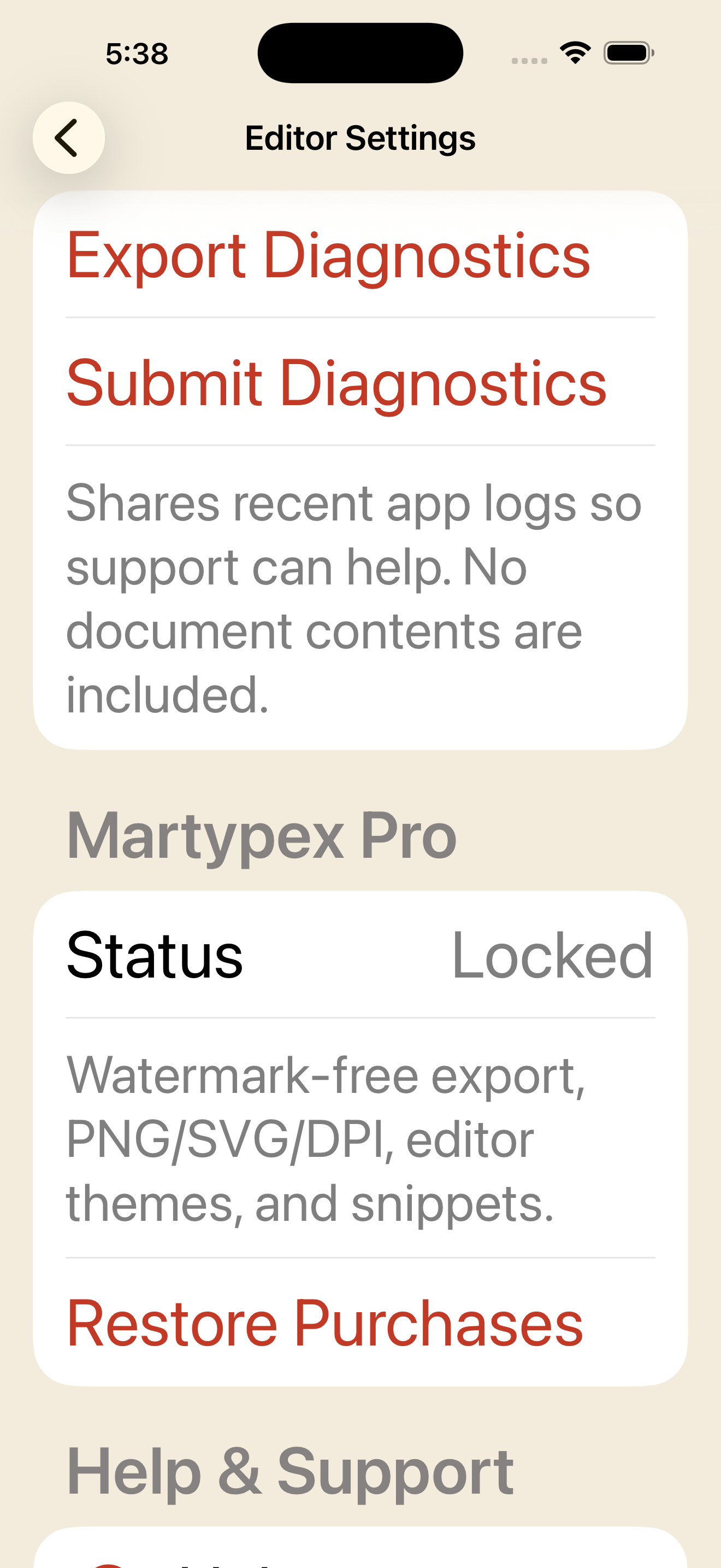 Settings at a large accessibility text size, rows and labels scaled up, on iPhone, light mode