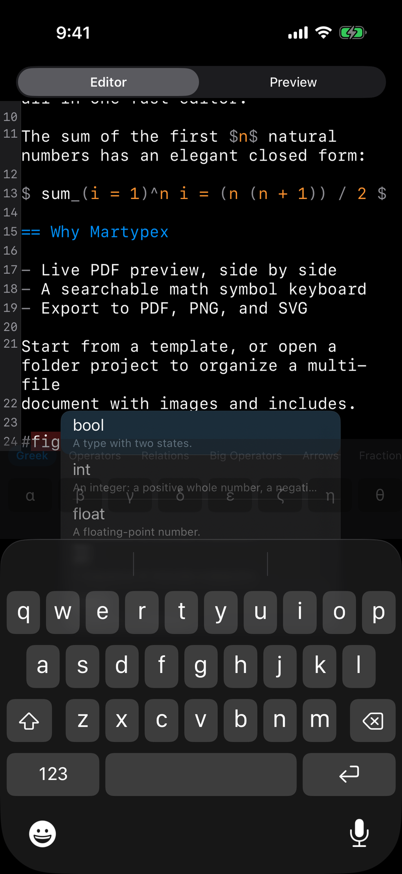 Completion on iPhone, dark mode