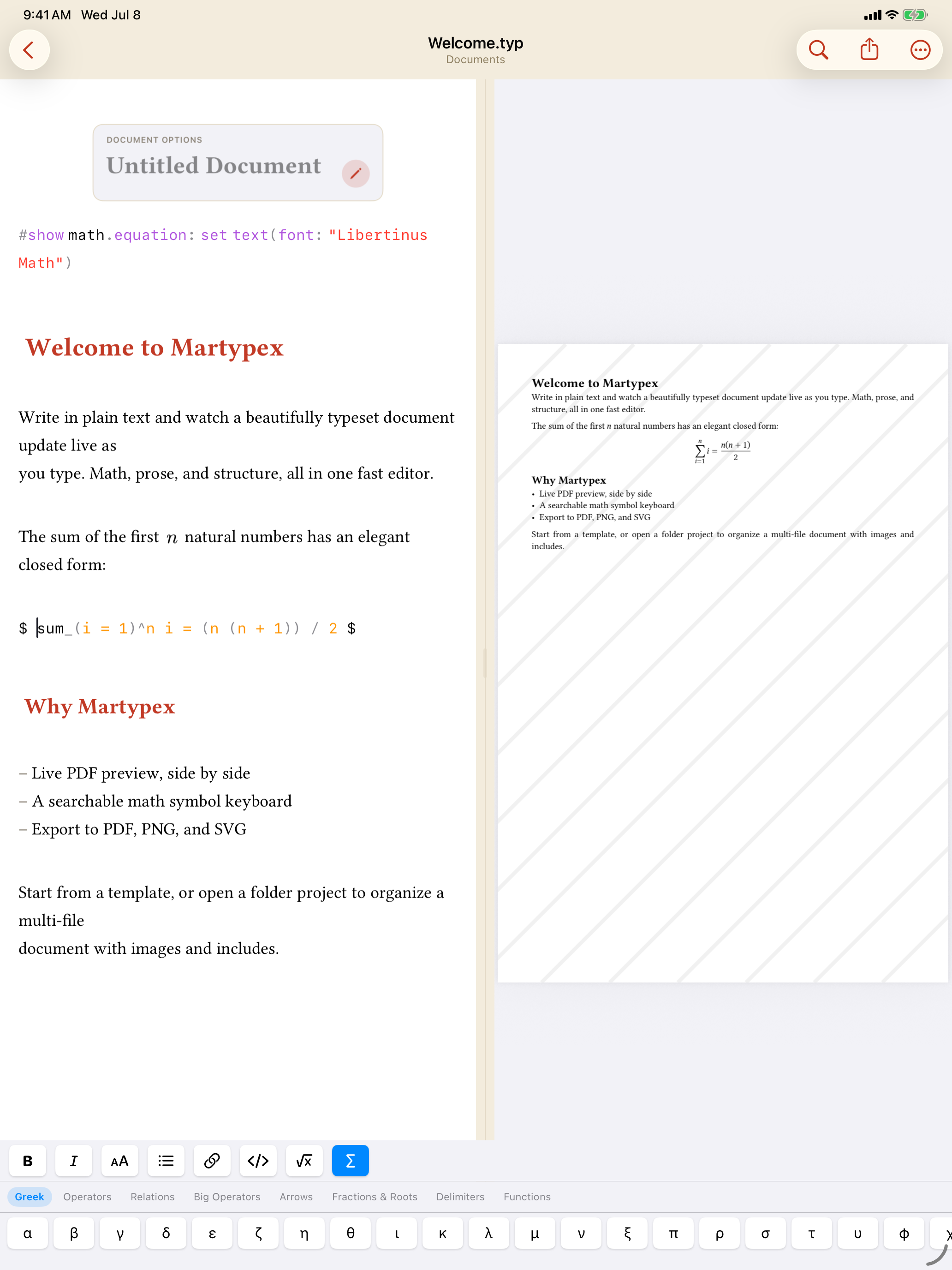 Writing Tools quick-format bar on iPad, light mode