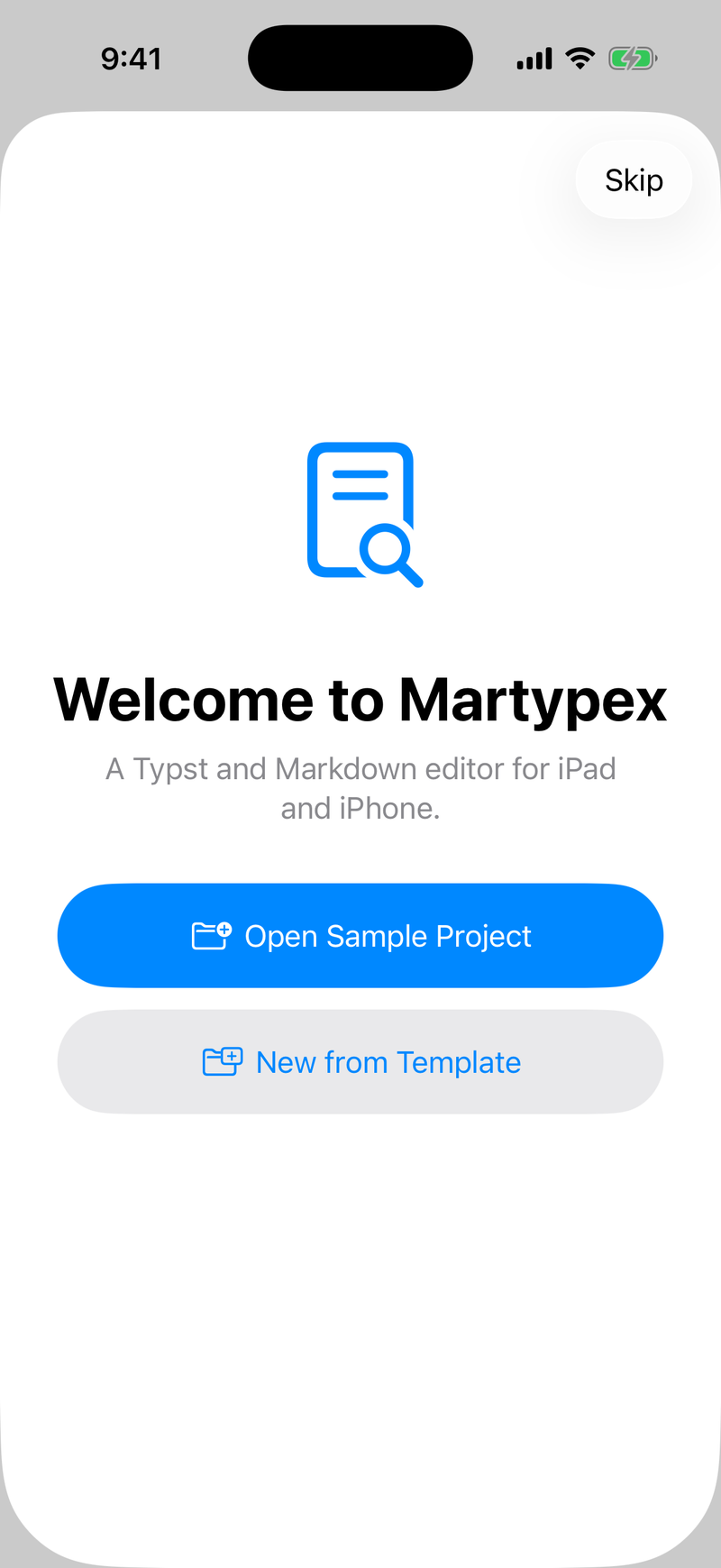 Welcome screen on iPhone, light mode