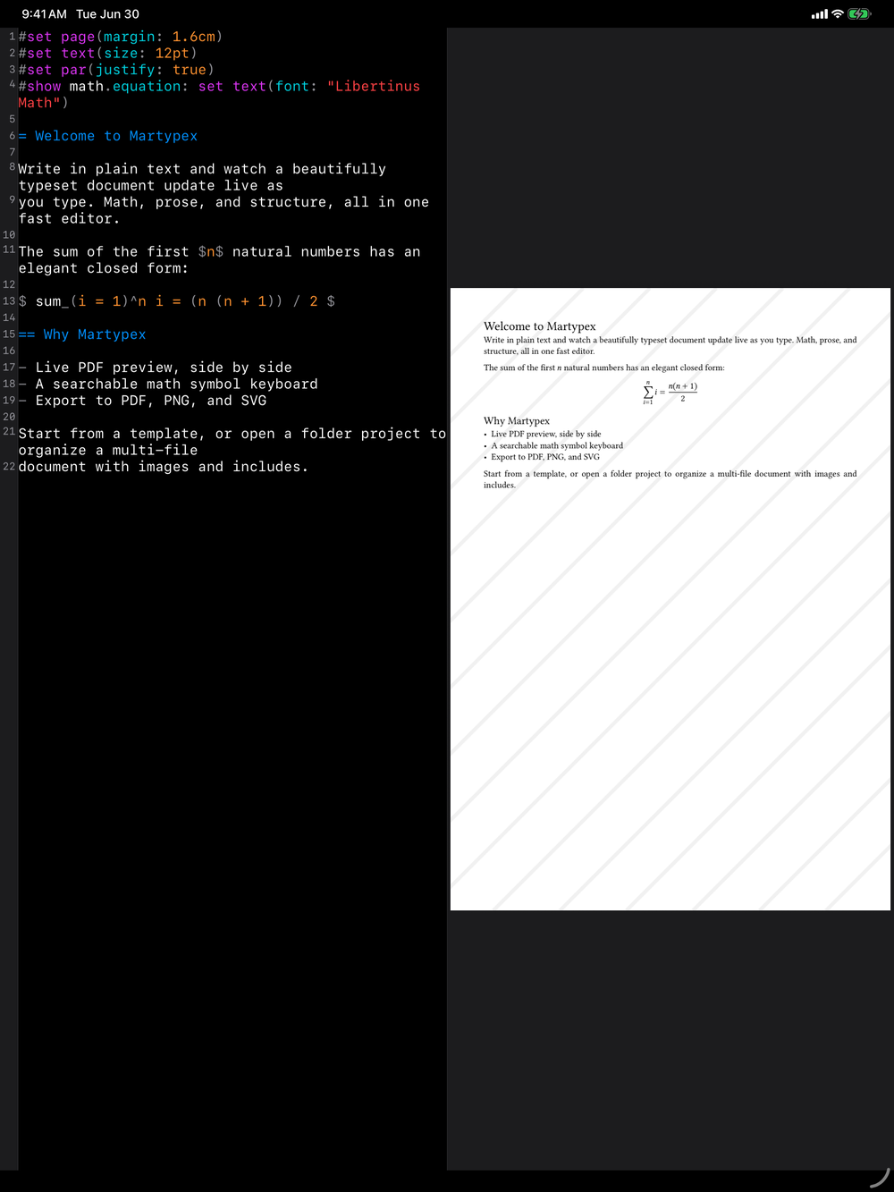 Export on iPad, dark mode