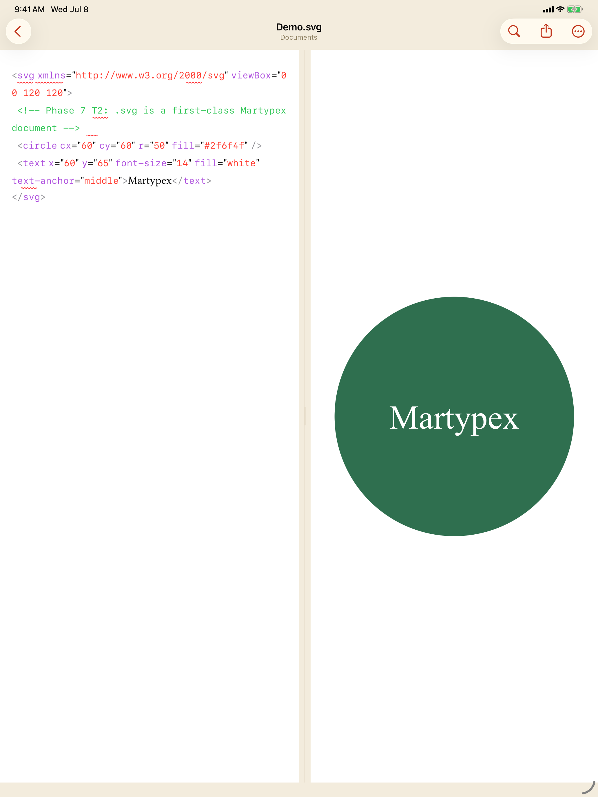 An .svg document rendered in the live web preview, on iPad, light mode