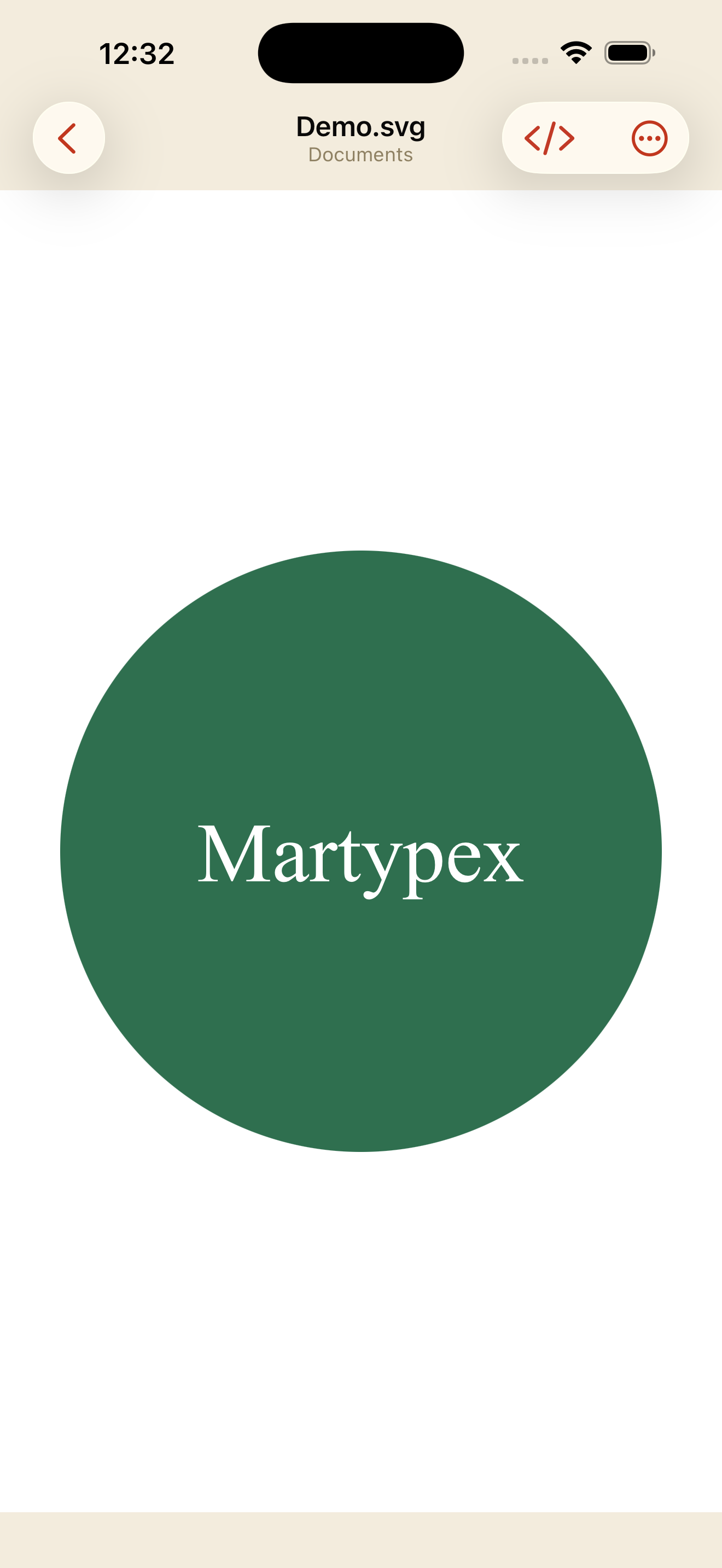 An .svg document rendered in the live web preview, on iPhone, light mode